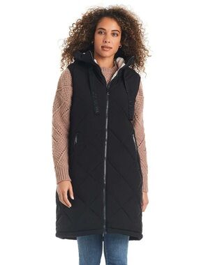 Koolaburra by UGG Black Quilted Hooded Reversible Long Puffer Vest - #350
